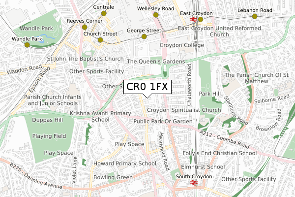 CR0 1FX map - small scale - OS Open Zoomstack (Ordnance Survey)