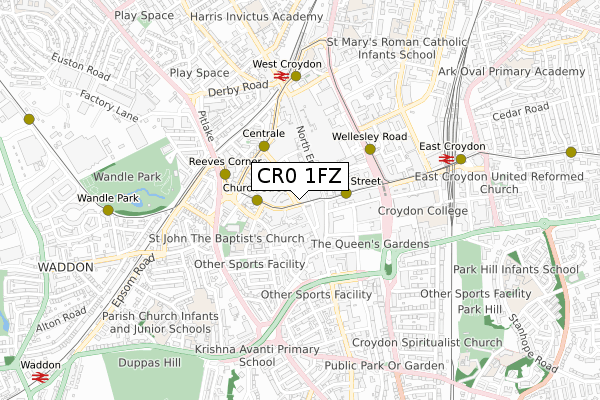 CR0 1FZ map - small scale - OS Open Zoomstack (Ordnance Survey)