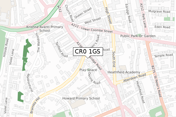 CR0 1GS map - large scale - OS Open Zoomstack (Ordnance Survey)