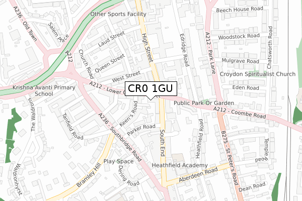 CR0 1GU map - large scale - OS Open Zoomstack (Ordnance Survey)