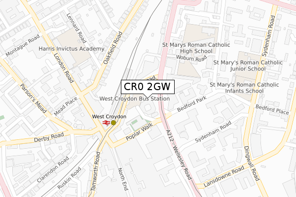 CR0 2GW map - large scale - OS Open Zoomstack (Ordnance Survey)