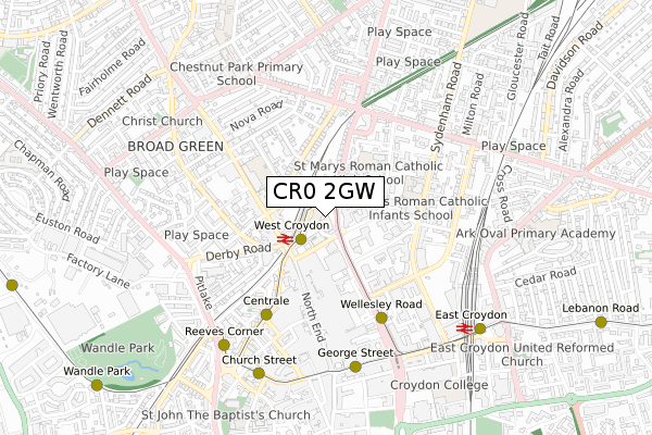 CR0 2GW map - small scale - OS Open Zoomstack (Ordnance Survey)