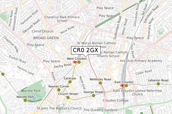 CR0 2GX map - small scale - OS Open Zoomstack (Ordnance Survey)