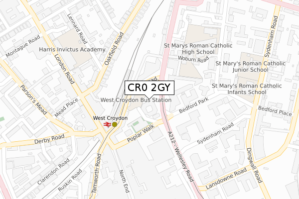 CR0 2GY map - large scale - OS Open Zoomstack (Ordnance Survey)