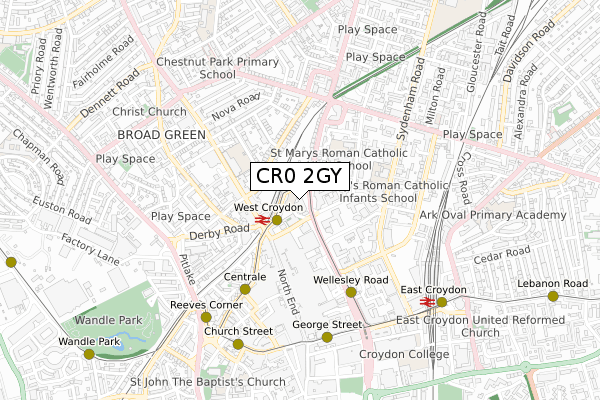 CR0 2GY map - small scale - OS Open Zoomstack (Ordnance Survey)