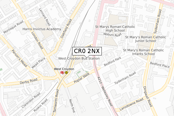 CR0 2NX map - large scale - OS Open Zoomstack (Ordnance Survey)