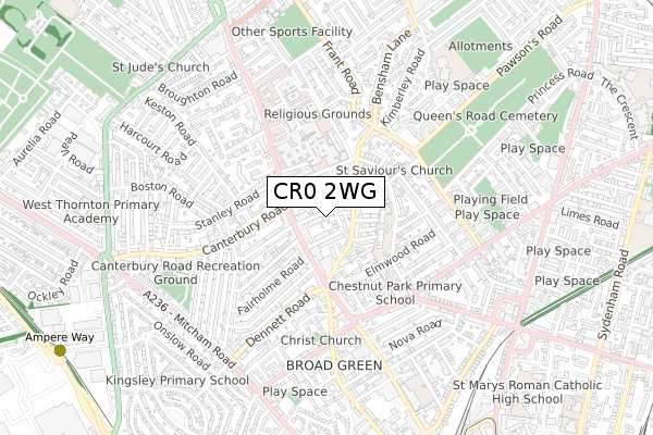 CR0 2WG map - small scale - OS Open Zoomstack (Ordnance Survey)