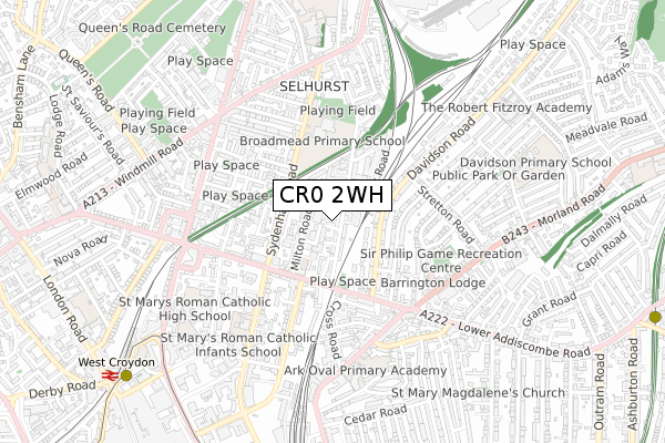 CR0 2WH map - small scale - OS Open Zoomstack (Ordnance Survey)