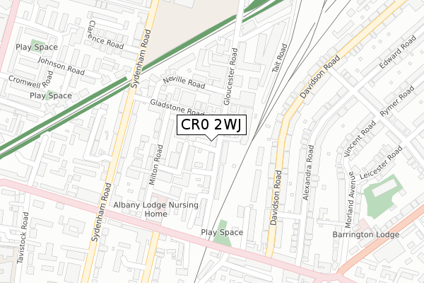 CR0 2WJ map - large scale - OS Open Zoomstack (Ordnance Survey)