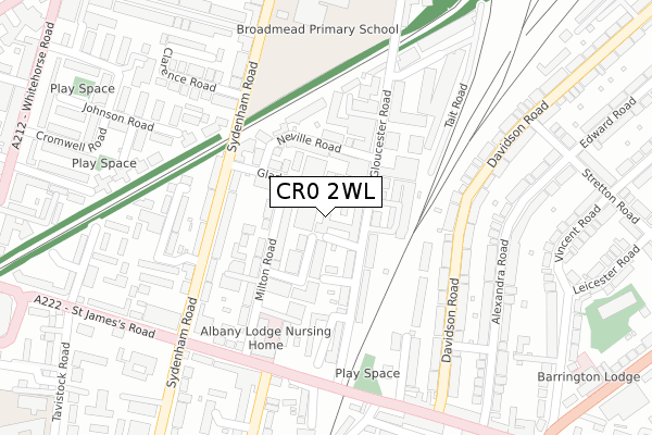 CR0 2WL map - large scale - OS Open Zoomstack (Ordnance Survey)