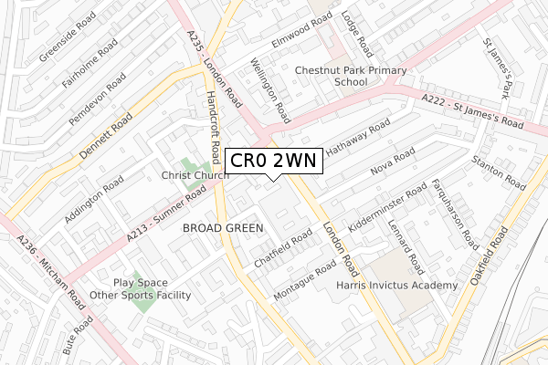 CR0 2WN map - large scale - OS Open Zoomstack (Ordnance Survey)