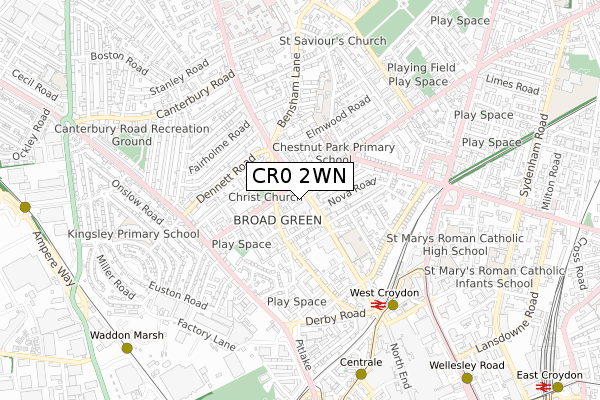 CR0 2WN map - small scale - OS Open Zoomstack (Ordnance Survey)