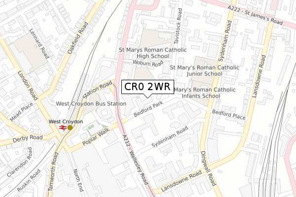 CR0 2WR map - large scale - OS Open Zoomstack (Ordnance Survey)