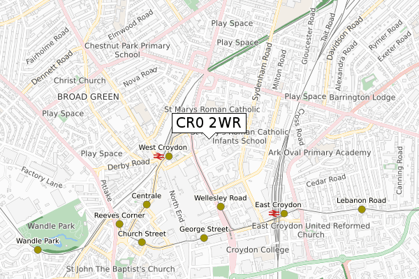 CR0 2WR map - small scale - OS Open Zoomstack (Ordnance Survey)