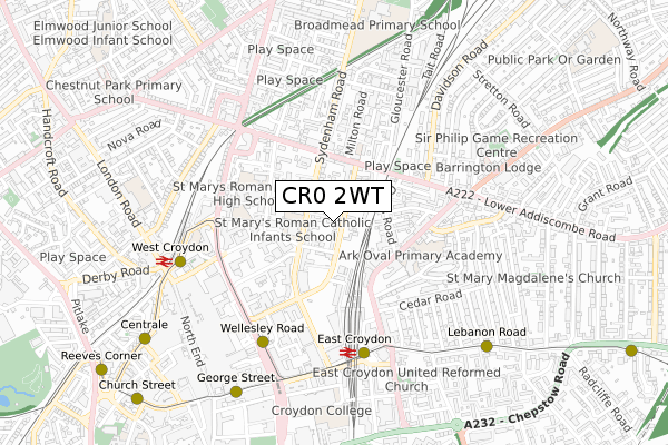 CR0 2WT map - small scale - OS Open Zoomstack (Ordnance Survey)