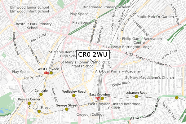 CR0 2WU map - small scale - OS Open Zoomstack (Ordnance Survey)