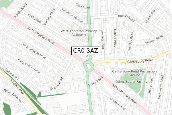 CR0 3AZ map - large scale - OS Open Zoomstack (Ordnance Survey)