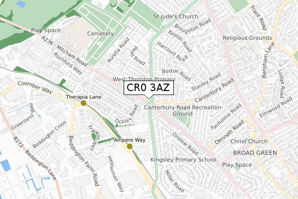 CR0 3AZ map - small scale - OS Open Zoomstack (Ordnance Survey)