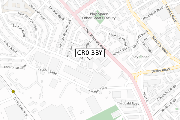 CR0 3BY map - large scale - OS Open Zoomstack (Ordnance Survey)