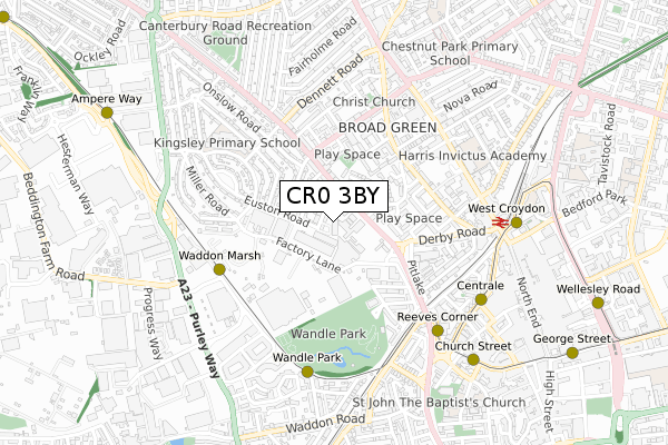 CR0 3BY map - small scale - OS Open Zoomstack (Ordnance Survey)