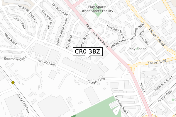 CR0 3BZ map - large scale - OS Open Zoomstack (Ordnance Survey)