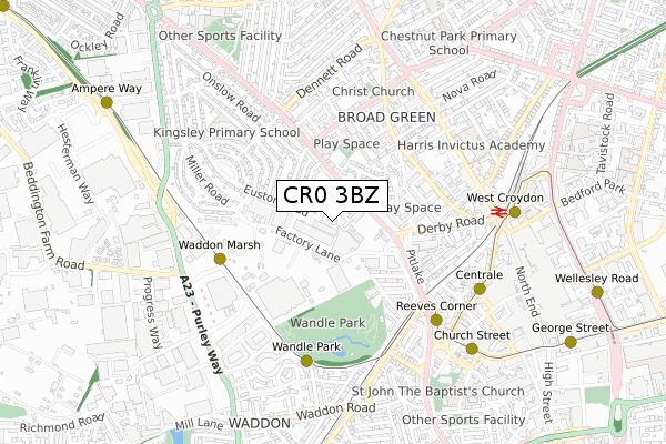 CR0 3BZ map - small scale - OS Open Zoomstack (Ordnance Survey)