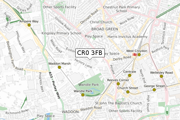 CR0 3FB map - small scale - OS Open Zoomstack (Ordnance Survey)