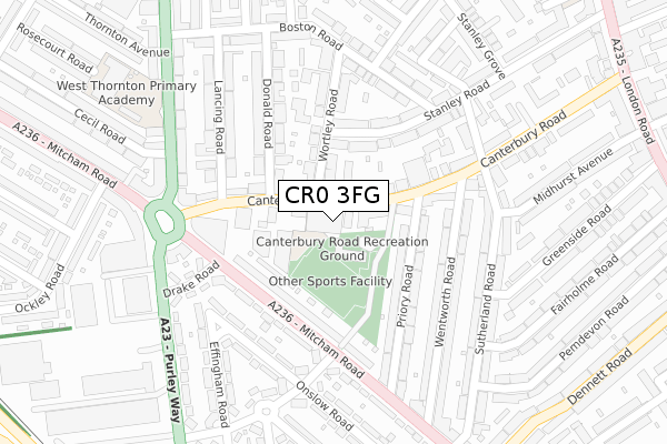 CR0 3FG map - large scale - OS Open Zoomstack (Ordnance Survey)