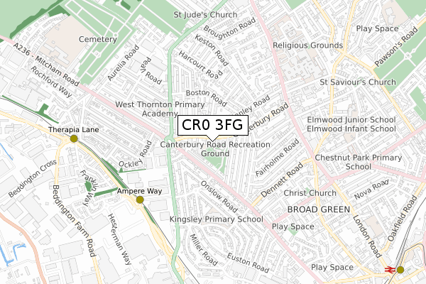 CR0 3FG map - small scale - OS Open Zoomstack (Ordnance Survey)