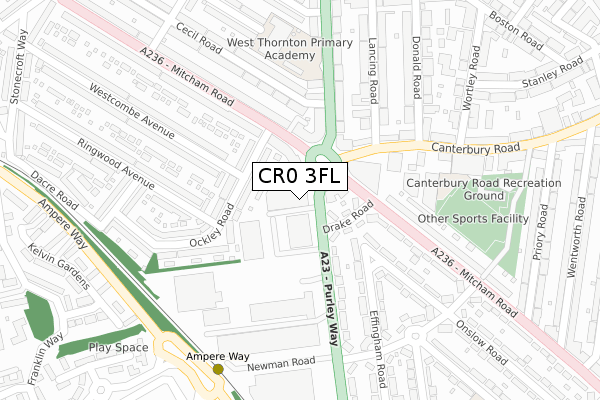 CR0 3FL map - large scale - OS Open Zoomstack (Ordnance Survey)