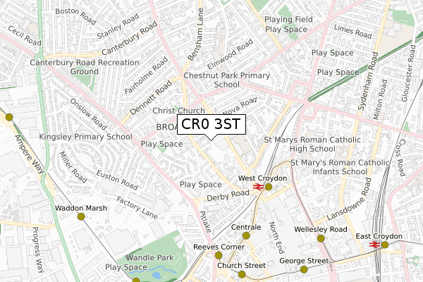 CR0 3ST map - small scale - OS Open Zoomstack (Ordnance Survey)