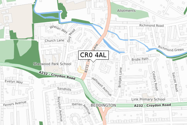 CR0 4AL map - large scale - OS Open Zoomstack (Ordnance Survey)