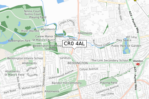 CR0 4AL map - small scale - OS Open Zoomstack (Ordnance Survey)