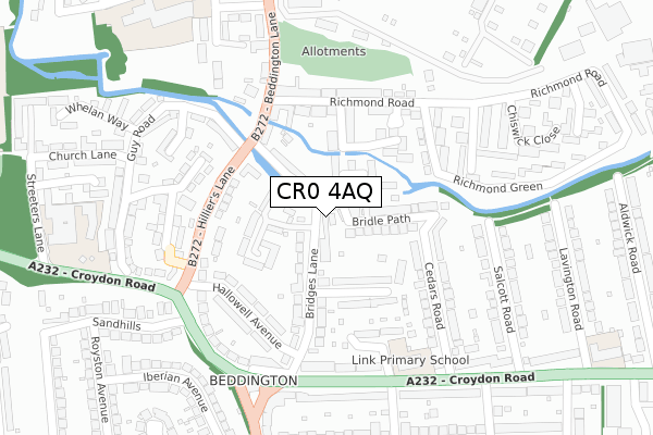 CR0 4AQ map - large scale - OS Open Zoomstack (Ordnance Survey)