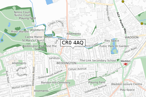 CR0 4AQ map - small scale - OS Open Zoomstack (Ordnance Survey)