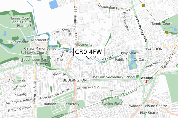 CR0 4FW map - small scale - OS Open Zoomstack (Ordnance Survey)