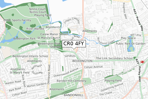 CR0 4FY map - small scale - OS Open Zoomstack (Ordnance Survey)