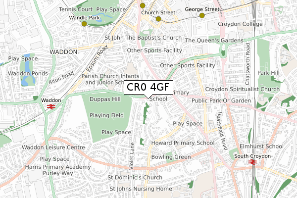 CR0 4GF map - small scale - OS Open Zoomstack (Ordnance Survey)