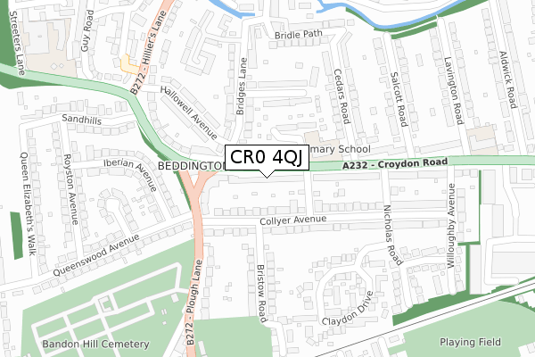 CR0 4QJ map - large scale - OS Open Zoomstack (Ordnance Survey)