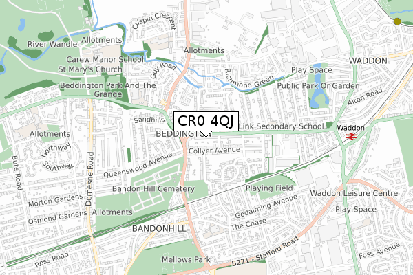 CR0 4QJ map - small scale - OS Open Zoomstack (Ordnance Survey)