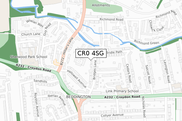 CR0 4SG map - large scale - OS Open Zoomstack (Ordnance Survey)