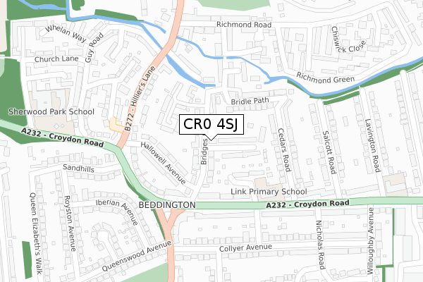 CR0 4SJ map - large scale - OS Open Zoomstack (Ordnance Survey)