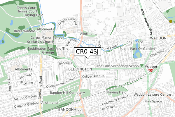 CR0 4SJ map - small scale - OS Open Zoomstack (Ordnance Survey)