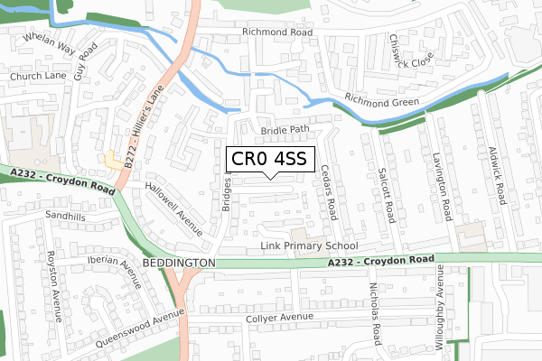 CR0 4SS map - large scale - OS Open Zoomstack (Ordnance Survey)