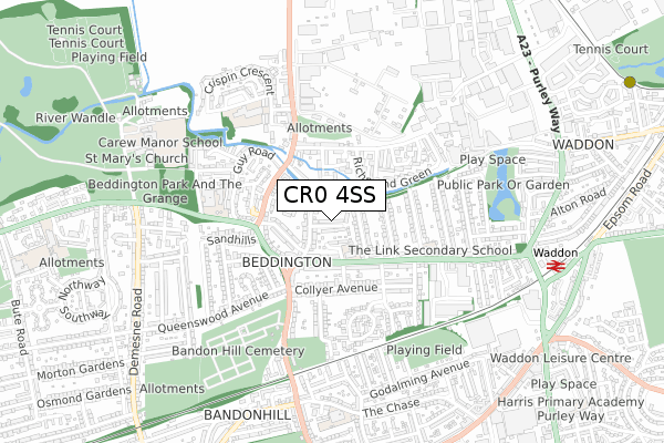 CR0 4SS map - small scale - OS Open Zoomstack (Ordnance Survey)