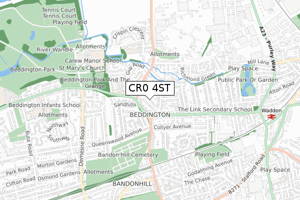 CR0 4ST map - small scale - OS Open Zoomstack (Ordnance Survey)