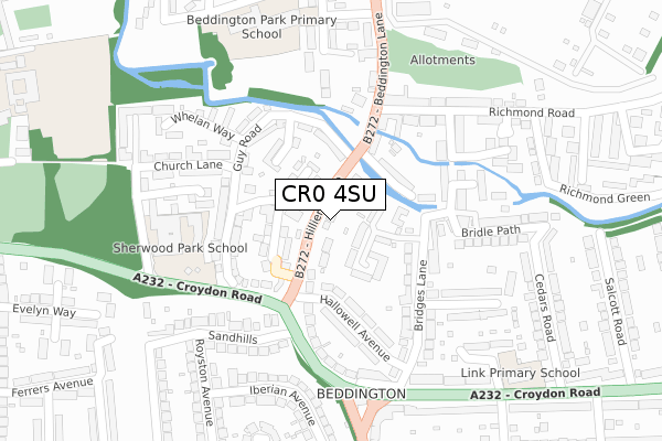 CR0 4SU map - large scale - OS Open Zoomstack (Ordnance Survey)