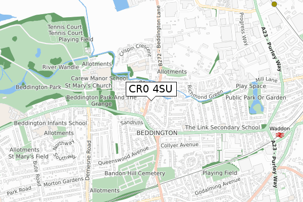 CR0 4SU map - small scale - OS Open Zoomstack (Ordnance Survey)