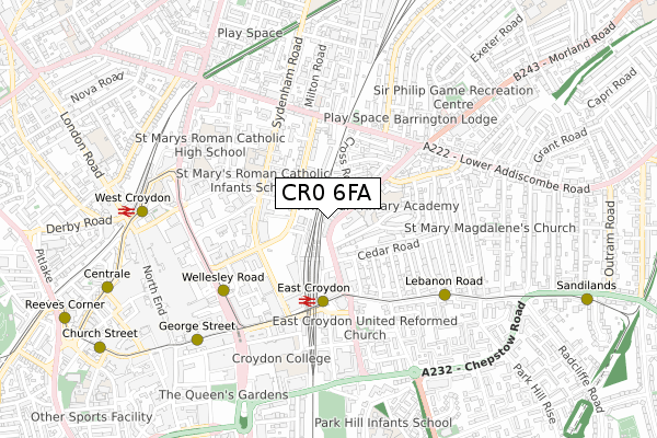 CR0 6FA map - small scale - OS Open Zoomstack (Ordnance Survey)