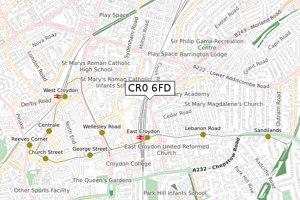 CR0 6FD map - small scale - OS Open Zoomstack (Ordnance Survey)